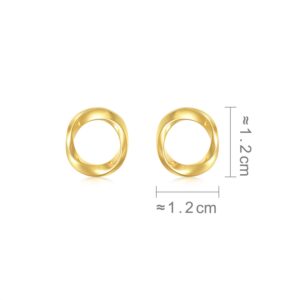 CHOW SANG SANG Dazzling Mirror Gold 999 24K Solid Gold Mobius Strips, Endless love Hoop Stud Earrings for Women 93863E