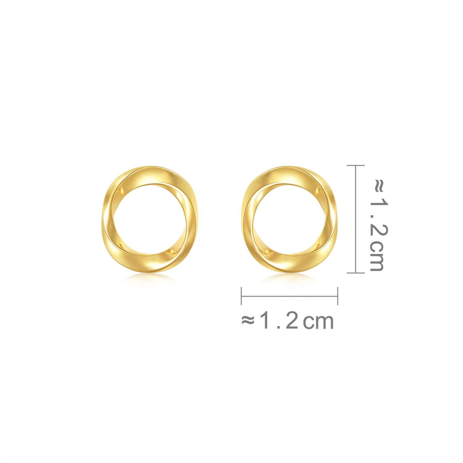 CHOW SANG SANG Dazzling Mirror Gold 999 24K Solid Gold Mobius Strips, Endless love Hoop Stud Earrings for Women 93863E