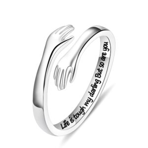 yesteel sterling silver hug ring for women daughter gift from mom daughter rings