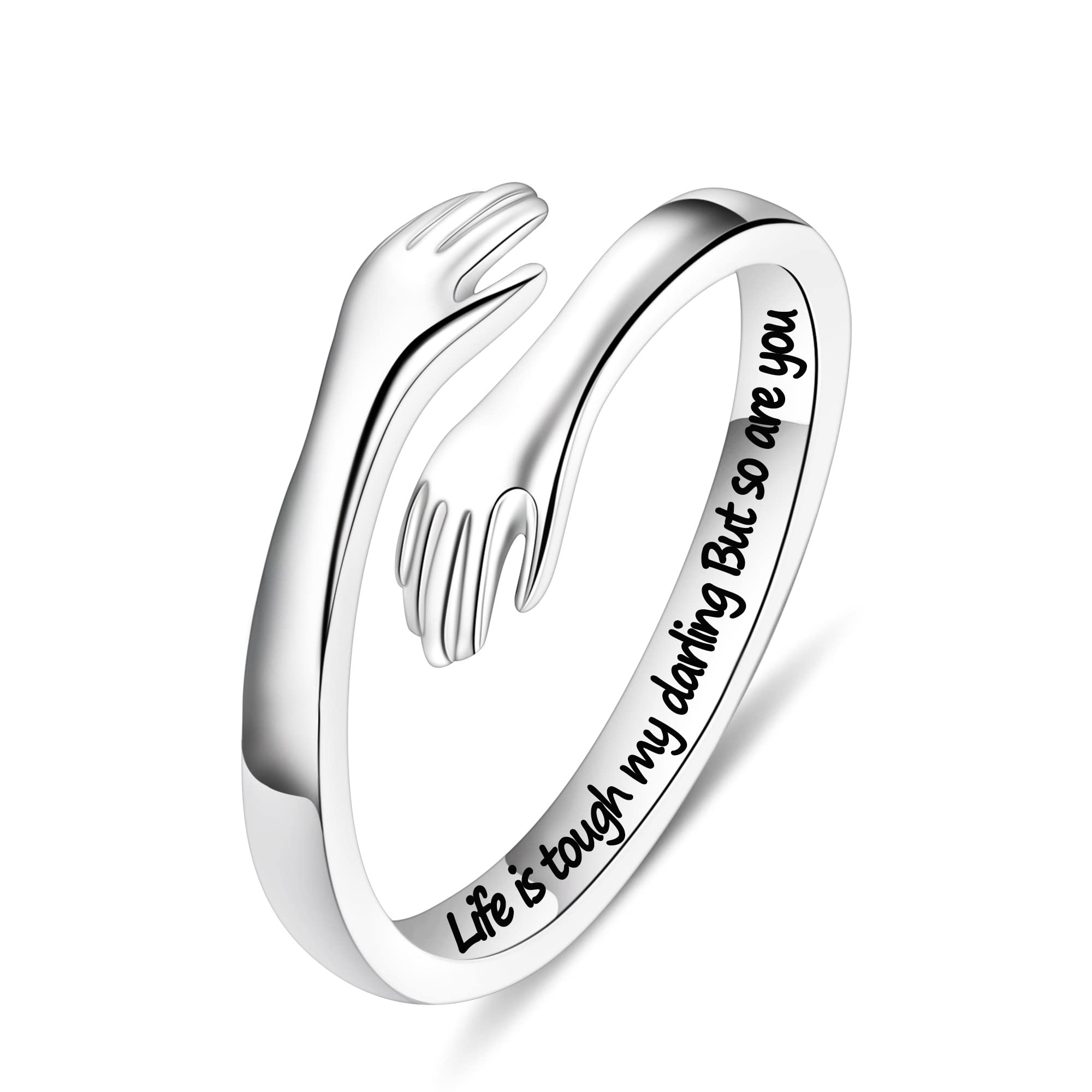 Yesteel Sterling Silver Hug Ring for Women Daughter Gift from Mom Daughter Rings