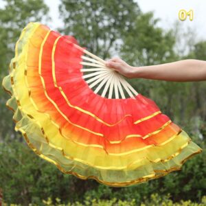 LELAMP 19 Styles Colorful Folding Flexible Dyed Silk Fan Folding Fan Hand Held Chinese Style Handmade Yangko Dance Performance Props