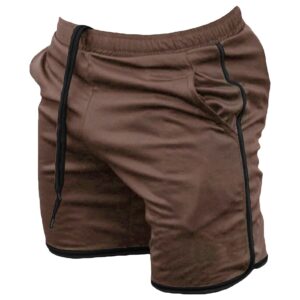 men's workout running shorts muscle fitness brothers sports shorts leisure running beach shorts (coffee,medium)