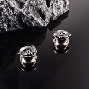 Atomhole 2PCS Moth Ear Plugs Tunnels Gauges Hypoallergenic 316 Stainless Steel Earrings Expander for Stretched Cool Piercing Body JewelryJewelry