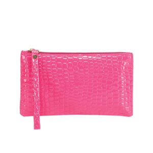 suanlatds 2023 bag fashion women artificial leather solid color underarm envelope bag purse clutch (pink, one size)