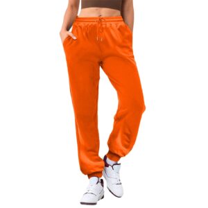 BAGELISE Leggings for Women Pack Hick High Waist Yoga Pants with Pockets, Tummy Control Workout Running Yoga Leggings for Wome Flowy Pants for Women C10 Plus Size Pants for Women Orange