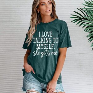 Graphic T-Shirts for Women Cute Simple Sayings Funny Sarcastic Graphic Letter Print Shirts Athletic Short Sleeve Tee-XL (Green)