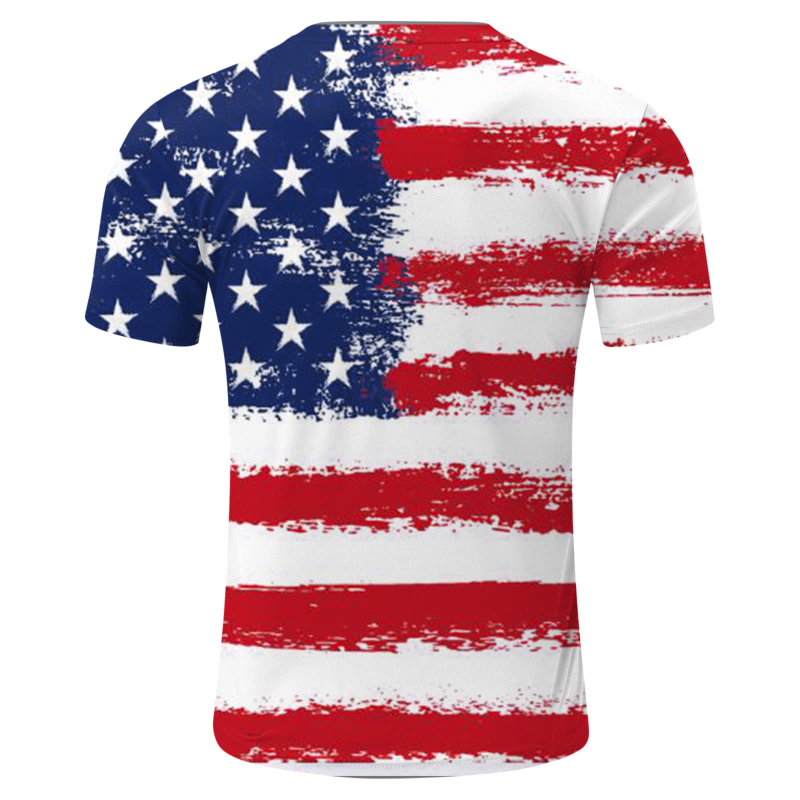 Mens USA Flag American Patriotic T-Shirt Short Sleeve 4Th of July Tshirts Street Soldier Patriotic Flag Printed Tees(White,Large)