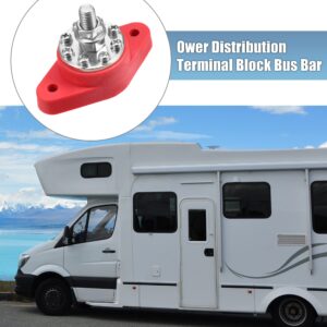 X AUTOHAUX 1 Pcs 3/8" Power Distribution Block 8 Point Bus Bar for Boat Car Marine Battery Junction Block Plastic Metal Red