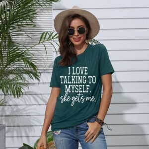 Graphic T-Shirts for Women Cute Simple Sayings Funny Sarcastic Graphic Letter Print Shirts Athletic Short Sleeve Tee-XL (Green)