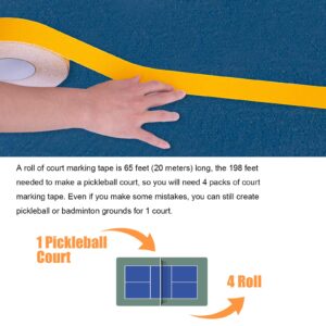 HELOIA Pickleball Court Marking kit Anti Slip Tape for Asphalt or Concrete, for Tennis, Badminton, Gym Floor, Basketball or Pickleball Tape, 1.6 in x 65 ft - 1 PCS