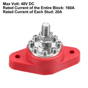 X AUTOHAUX 1 Pcs 3/8" Power Distribution Block 8 Point Bus Bar for Boat Car Marine Battery Junction Block Plastic Metal Red