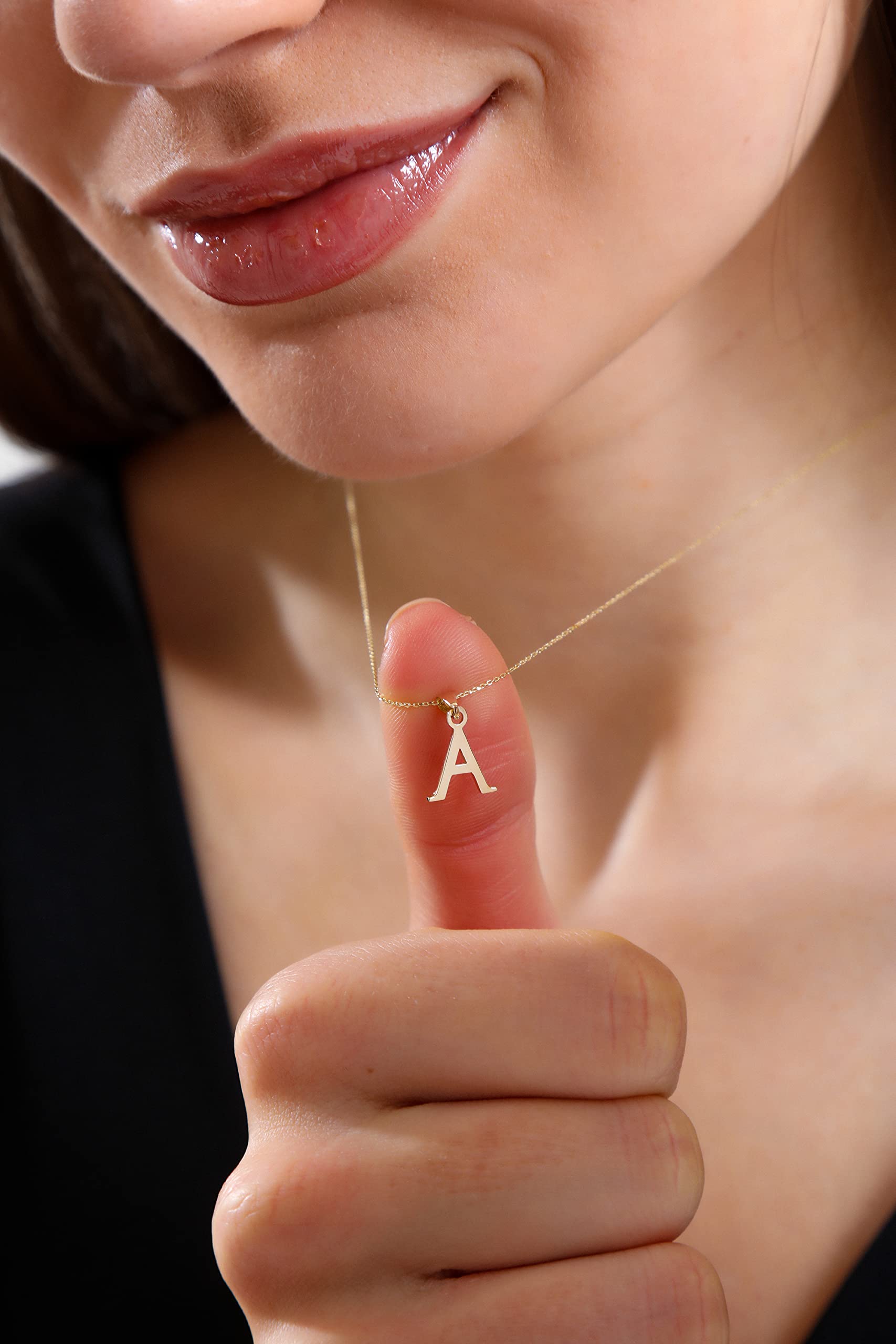 Wish Carat 100% 14k Real Gold Necklace for Women | Dainty Charm Alphabet Name Letter Initial Necklaces for Women | Custom Pendant Jewelry for Her | Birthday Gifts for Women | 18''