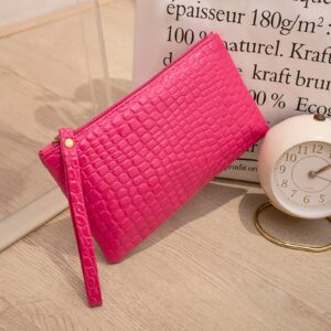 SuanlaTDS 2023 Bag Fashion Women Artificial Leather Solid Color Underarm Envelope Bag Purse Clutch (Pink, One Size)