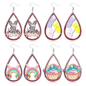 Easter Bunny Egg Earrings for Women Colorful Long