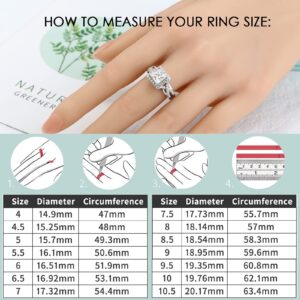 MOYKULN Moissanite 2CT Princess Cut Halo Split Shank Solitaire Rings,D VVS1 Lab Created Diamond Ring 18K White Gold Plated S925 Sterling Silver Band Halloween Thanksgiving Gemstone Jewelry Gifts（7）