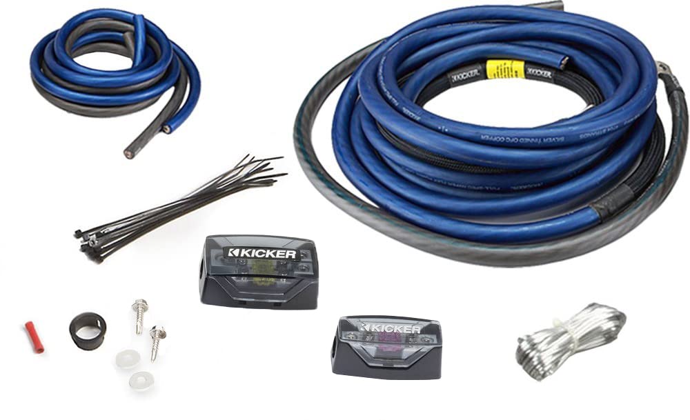 KICKER Bundle of 2 Items 1000W 5-Channel Marine Amplifier with Power 1/0AWG Wiring Kit