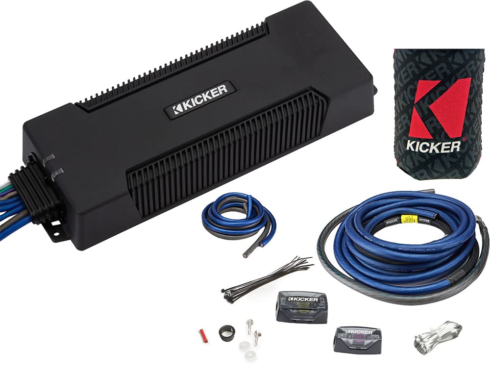 KICKER Bundle of 2 Items 1000W 5-Channel Marine Amplifier with Power 1/0AWG Wiring Kit