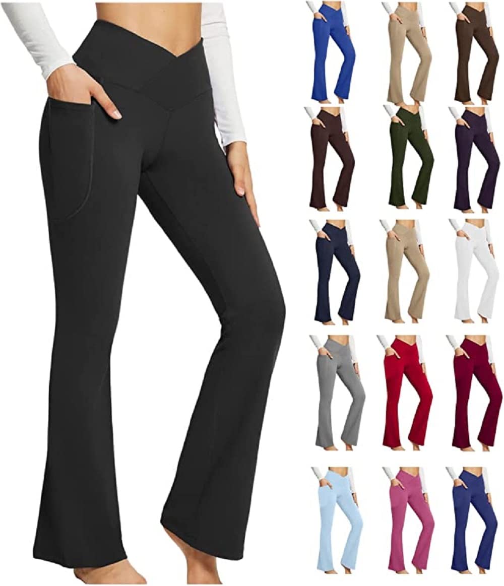 Aricy Women Bootcut Yoga Pants 2023 High Waisted Flare Leggings Workout Leggings Casual Soft Pants Comfy Palazzo Athletic Wide Leg Pants with Pocket Sports Fitness Sweatpants Girl Active Yoga Pants