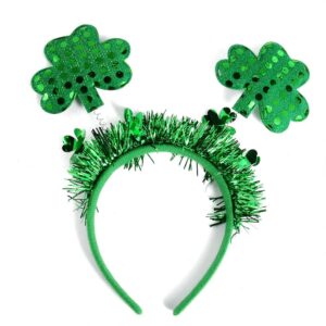 st. patrick's day headband green shamrock hair band hair accessories green sequins clover irish hair band hair ornament party decorations hair supplies for women girls cute glitter hair hoop 1pcs