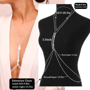 Tgirls Rhinestone Body Chains Silver Body Jewelry for Women Sexy Crystal Body Chain Beach Party Body Belly Chain