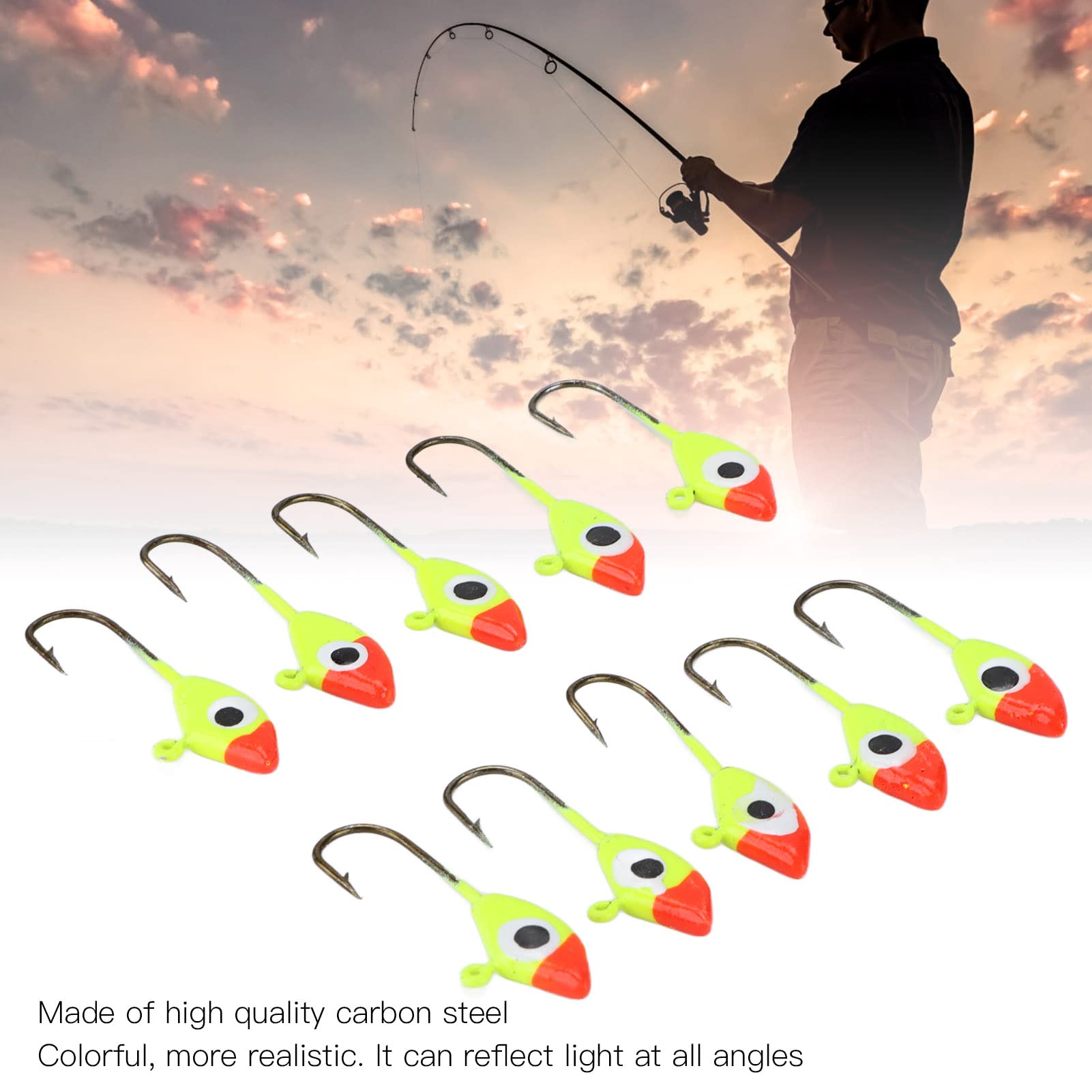 10Pcs High Carbon Steel Fishing Lure Hooks Fishing Tool Accessories Fishing Hooks Fishing Tackle Hooks Jigs Fishing Lures Bait Rigs Set for Freshwater Saltwater