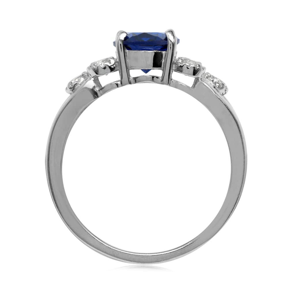 Silvershake 1.9 ct 9X7mm Lab Created Blue Sapphire 925 Sterling Silver Engagement Aniversary Ring September Birthstone Gemstone Size 11.5