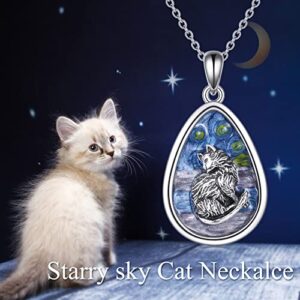 YFN Cat Necklaces Cat Jewelry for Women Sterling Silver Cat Gifts for Cat Lovers Cat Lover Gifts for Women Cat Lady Cat Themed Gifts Silver Cat Pendant 18"