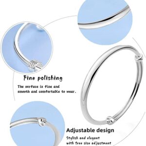 Sterling Silver Bangle Bracelets for Women,Fashion Jewelry Simple Adjustable 925 Silver Cuff Bangles for Women Mom Wife Valentine Mothers Day Gift