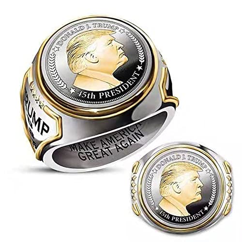 AITACK Fashion Rings Finger US President Trump Ring Supporters Wide Ring (9)