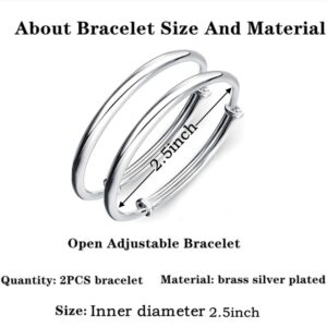 Sterling Silver Bangle Bracelets for Women,Fashion Jewelry Simple Adjustable 925 Silver Cuff Bangles for Women Mom Wife Valentine Mothers Day Gift