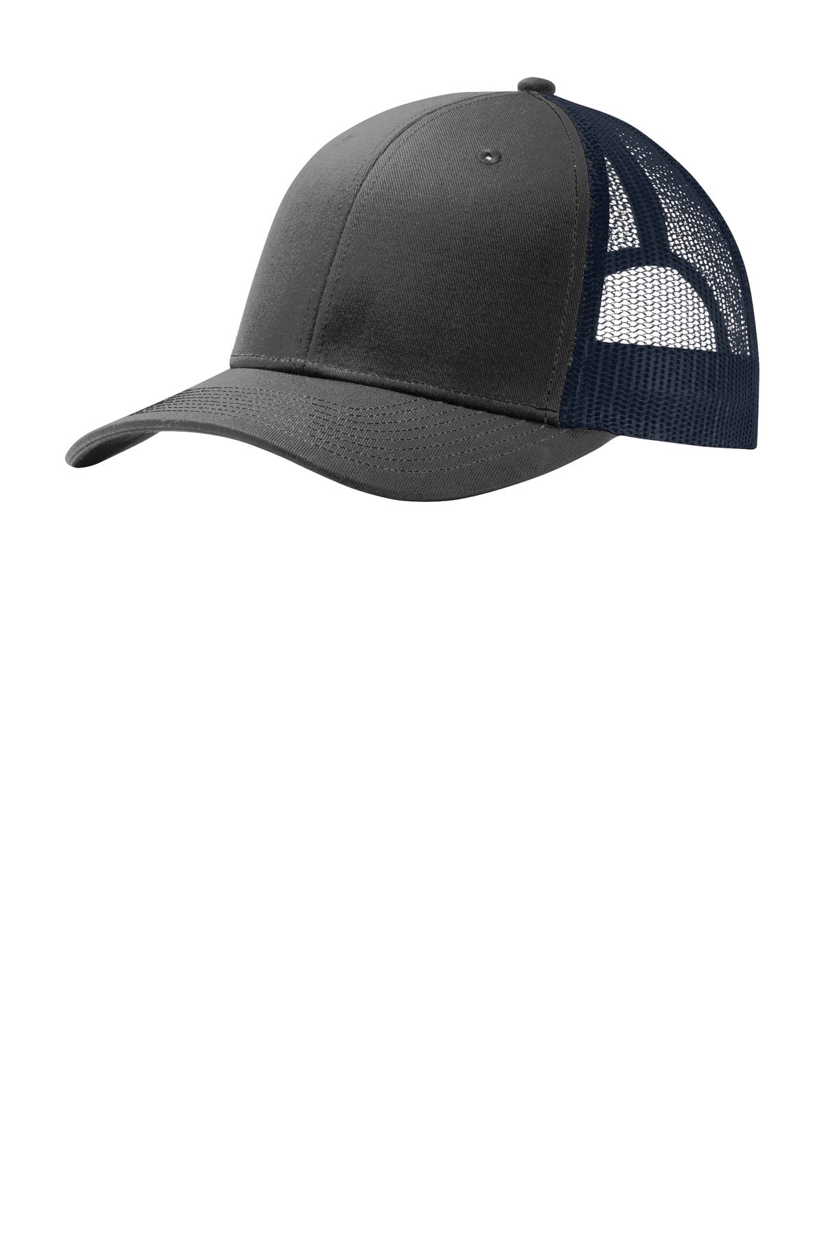 Port Authority Snapback Trucker Cap. C112, Grey Steel/ True Navy, OSFA