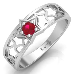 icarats 925 sterling silver garnet stone ring for women silver statement ring band jewelry - size 7