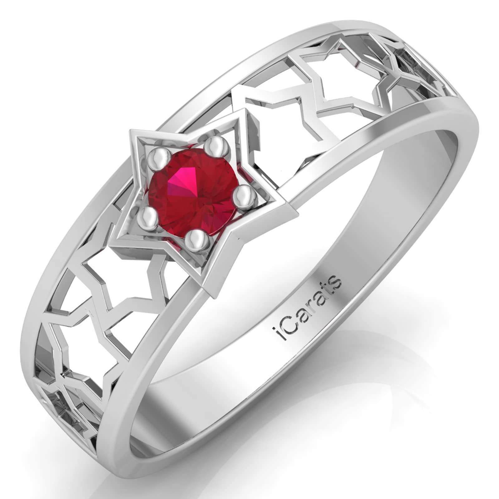 iCarats 925 Sterling Silver Garnet Stone Ring For Women Silver Statement Ring Band Jewelry - Size 7