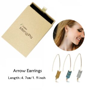 MengPa Boho Drop Earrings for Women Trendy Bohemian Dangle Earring Set Unique Arrow Fashion Jewelry Gold&Silver&Green 4577ABC