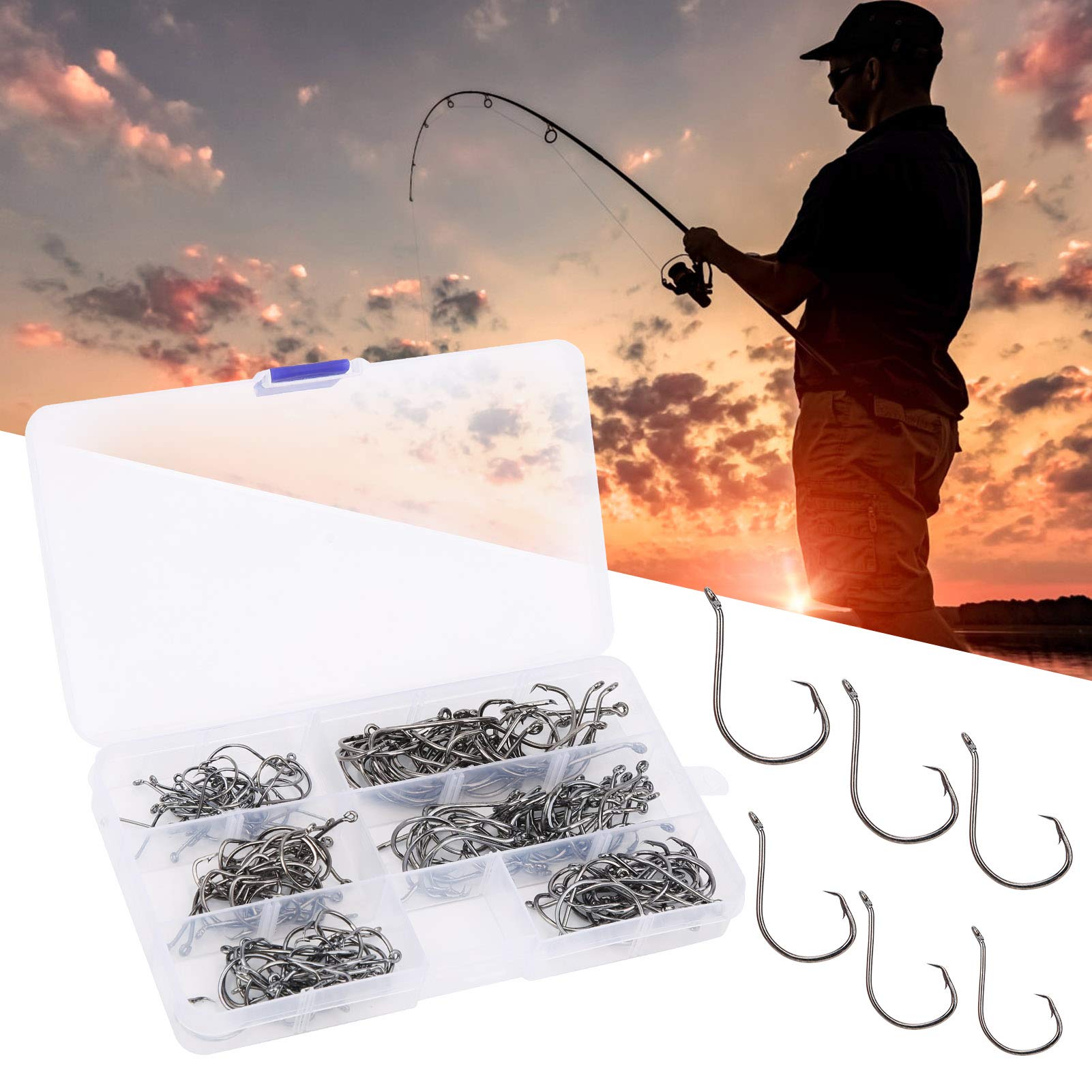 OKJHFD Fishing Hook Set Offset Easy Catch Carbon Steel Fishing Tackles for Saltwater Freshwater