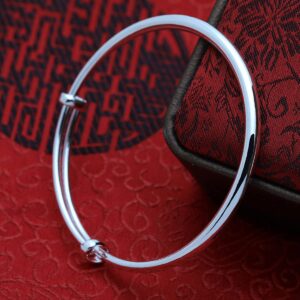 Sterling Silver Bangle Bracelets for Women,Fashion Jewelry Simple Adjustable 925 Silver Cuff Bangles for Women Mom Wife Valentine Mothers Day Gift