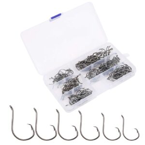 OKJHFD Fishing Hook Set Offset Easy Catch Carbon Steel Fishing Tackles for Saltwater Freshwater