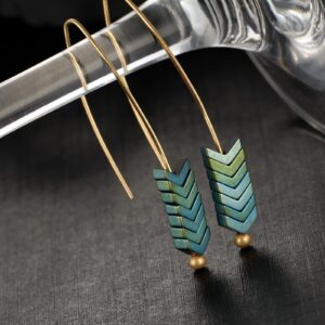 MengPa Boho Drop Earrings for Women Trendy Bohemian Dangle Earring Set Unique Arrow Fashion Jewelry Gold&Silver&Green 4577ABC