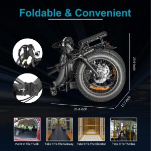 AIWARGOD Folding Electric Bike for Adults, 750W Electric Bicycle with 36V 22.5Ah Dual Removable Battery, 20" Fat Tire Foldable ebike with 7-Speed Gears, 30MPH Step Through Ebike