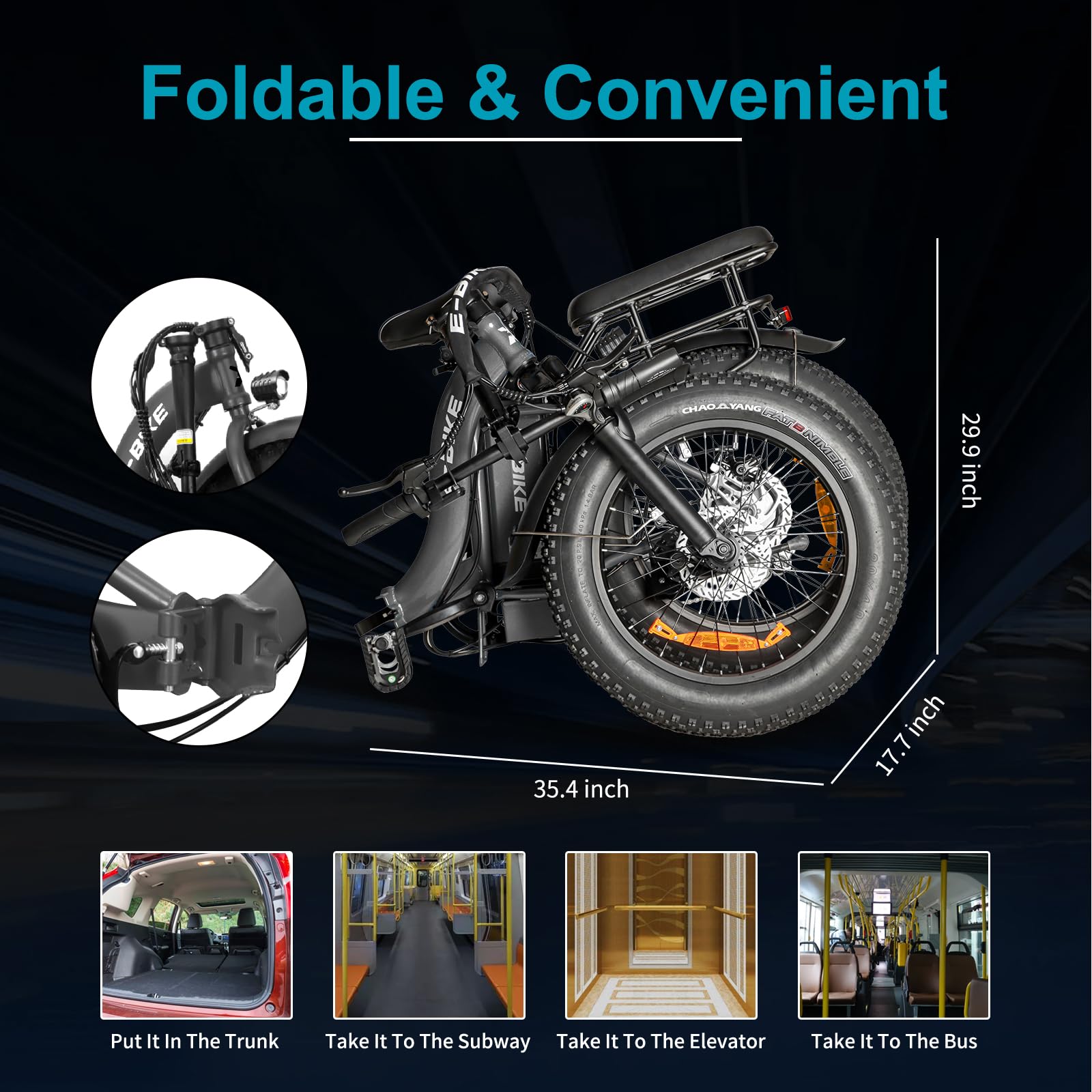 AIWARGOD Folding Electric Bike for Adults, 750W Electric Bicycle with 36V 22.5Ah Dual Removable Battery, 20" Fat Tire Foldable ebike with 7-Speed Gears, 30MPH Step Through Ebike