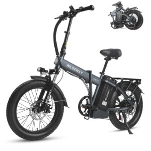 wildeway electric bike with 32ah battery 750w 28mph motor, 20 inch fat tire folding electric bike, urban city commuter ebikes for adults men women, electric bicycle 7 speed gear