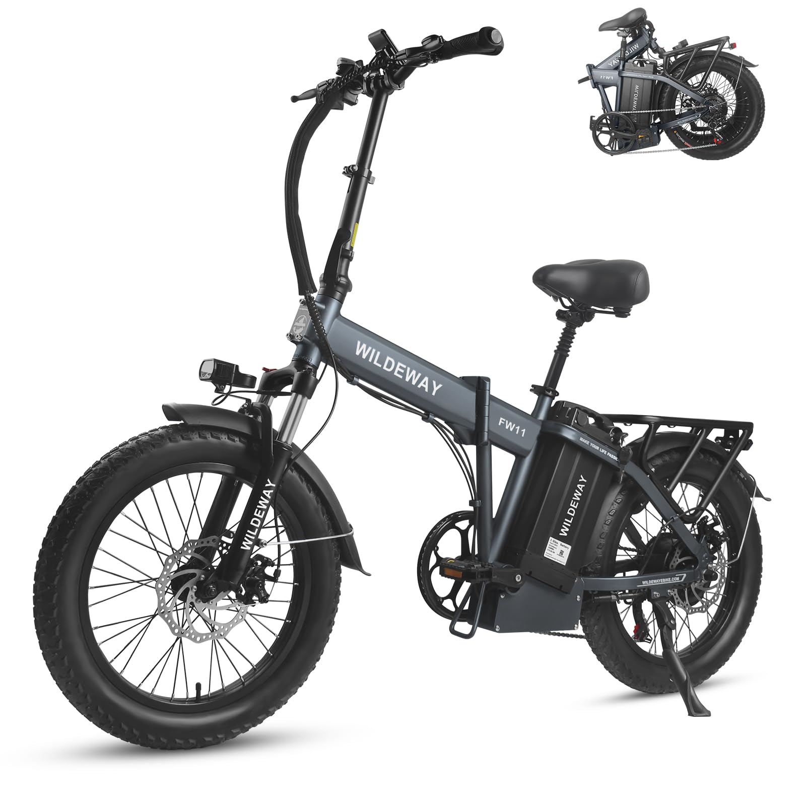 Wildeway Electric Bike with 32Ah Battery 750W 28MPH Motor, 20 inch Fat Tire Folding Electric Bike, Urban City Commuter Ebikes for Adults Men Women, Electric Bicycle 7 Speed Gear