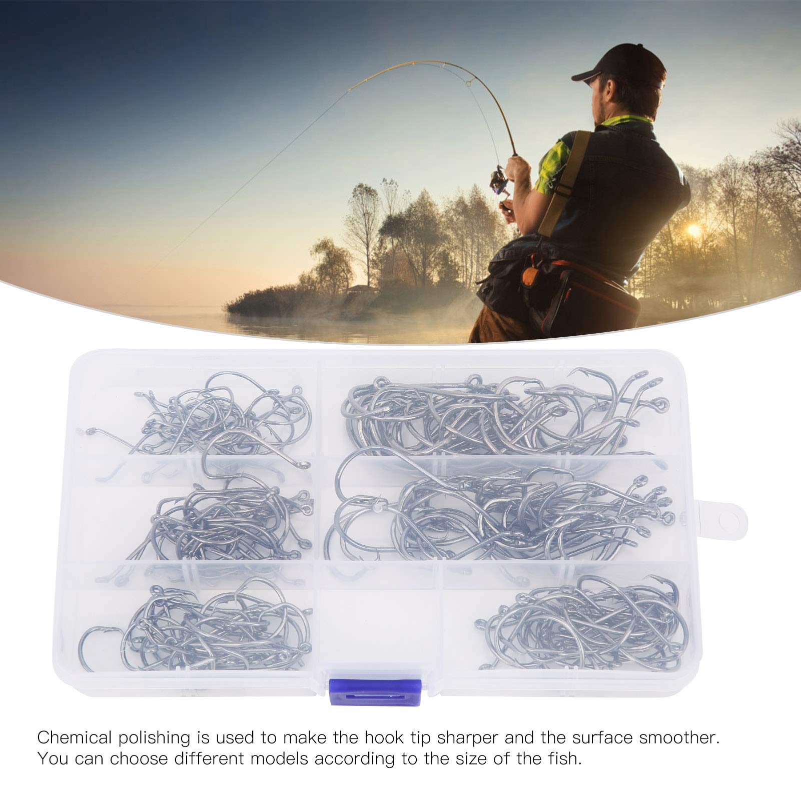 OKJHFD Fishing Hook Set Offset Easy Catch Carbon Steel Fishing Tackles for Saltwater Freshwater