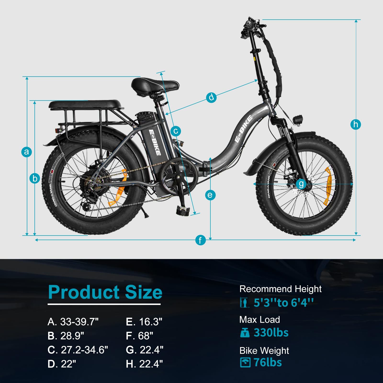 AIWARGOD Folding Electric Bike for Adults, 750W Electric Bicycle with 36V 22.5Ah Dual Removable Battery, 20" Fat Tire Foldable ebike with 7-Speed Gears, 30MPH Step Through Ebike