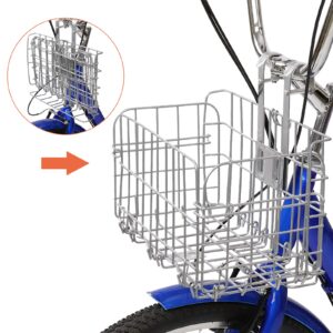 Ktaxon Adult Tricycle, Three-Wheeled Bicycles, Cargo Tricycle with 24/26 Inch Wheel Options, Large Basket, 7 Speed, Low Step-Through High Carbon Steel Frame and Rubber Tires(26In Blue)