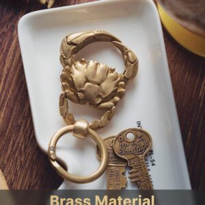 COPPERTIST.WU Crab Snap Keychain Brass Key Chain Quick Release Clip w Keyring Novelty Gifts for Men Women Car Key Decor