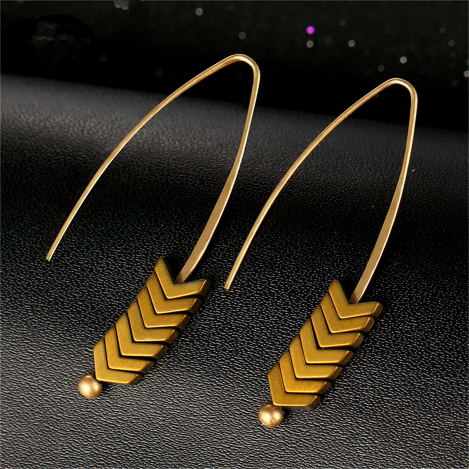 MengPa Boho Drop Earrings for Women Trendy Bohemian Dangle Earring Set Unique Arrow Fashion Jewelry Gold&Silver&Green 4577ABC