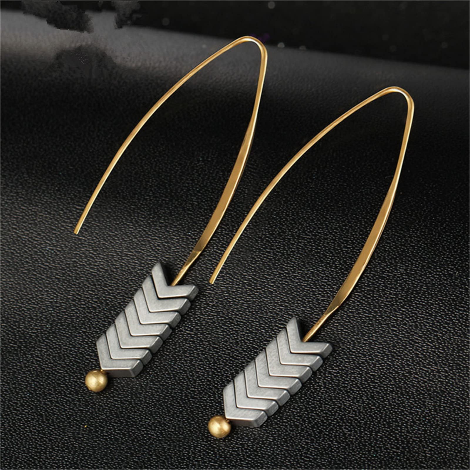 MengPa Boho Drop Earrings for Women Trendy Bohemian Dangle Earring Set Unique Arrow Fashion Jewelry Gold&Silver&Green 4577ABC