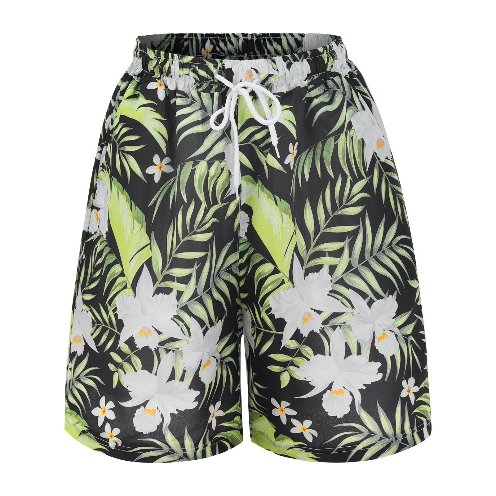 Summer Shorts for Women Casual Lightweight Comfy Elastic Waist Floral Drawstring Sports Bermuda Short with Pockets