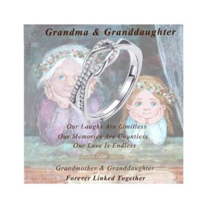 morotole forever linked grandmother and you rings,s925 adjustable thumb rings for women mother jewelry gifts anniversary birthday gifts